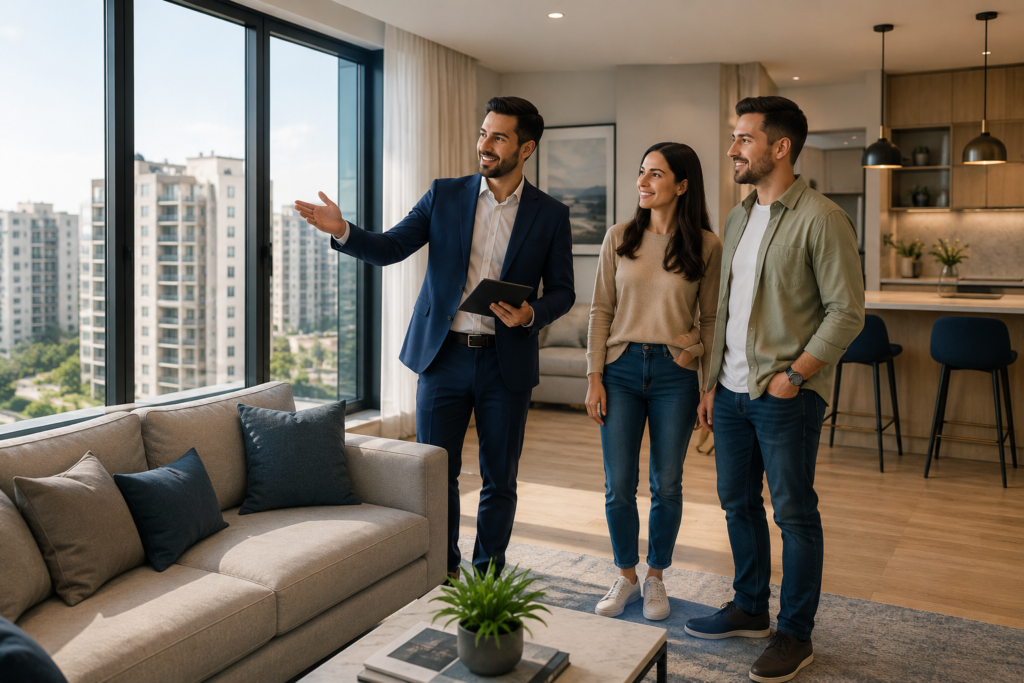 gent imobiliar prezintă o locuință modernă unor clienți